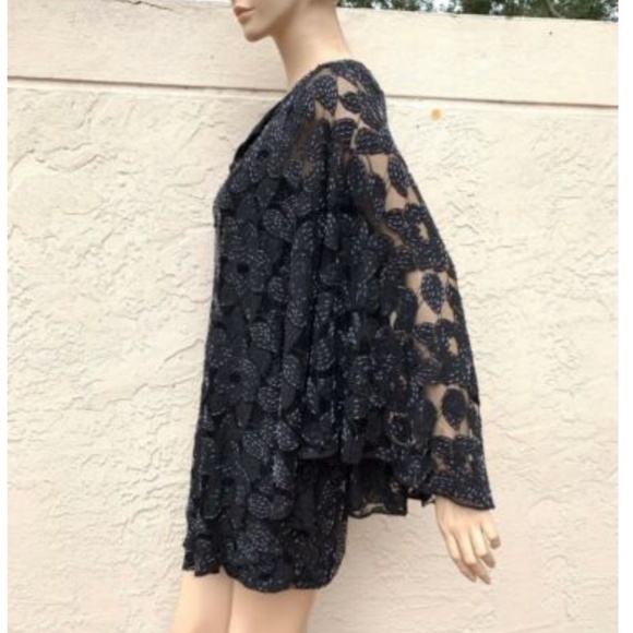 Halston heritage size 8 fully beaded black cape style dress euc - Picture 10 of 16